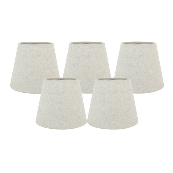 Meriville Set of 5 Natural Linen Clip On Chandelier Lamp Shades, 4-inch by 6-inch by 5-inch (Natural, Set of 5)