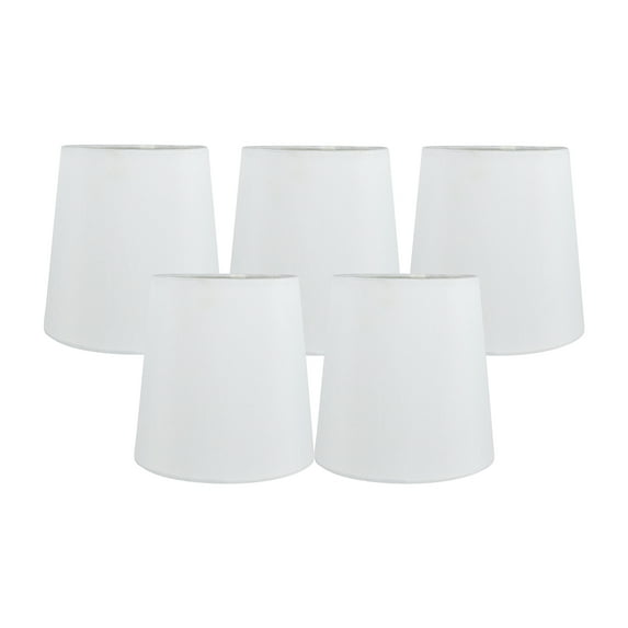 Meriville Set of 5 Off White Faux Silk Clip On Chandelier Lamp Shades, 4-inch by 5-inch by 5-inch