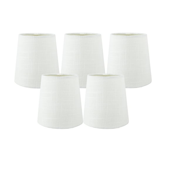 Meriville Set of 5 Off White Linen Clip On Chandelier Lamp Shades, 3.5-inch by 4.5-inch by 4.5-inch