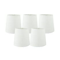 Meriville Set of 5 Off White Linen Clip On Chandelier Lamp Shades, 4-inch by 5-inch by 5-inch