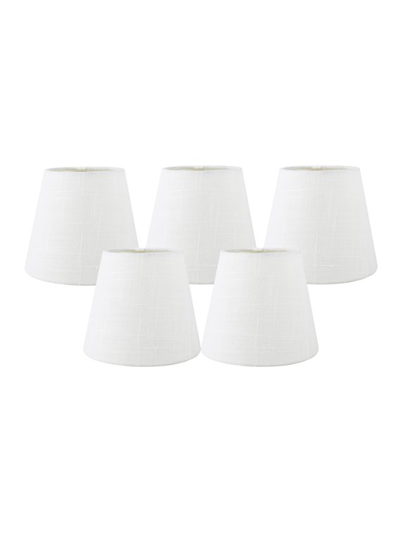 Set of 5 Off White Linen Clip On Chandelier Lamp Shades, 4-inch by 6-inch by 5-inch