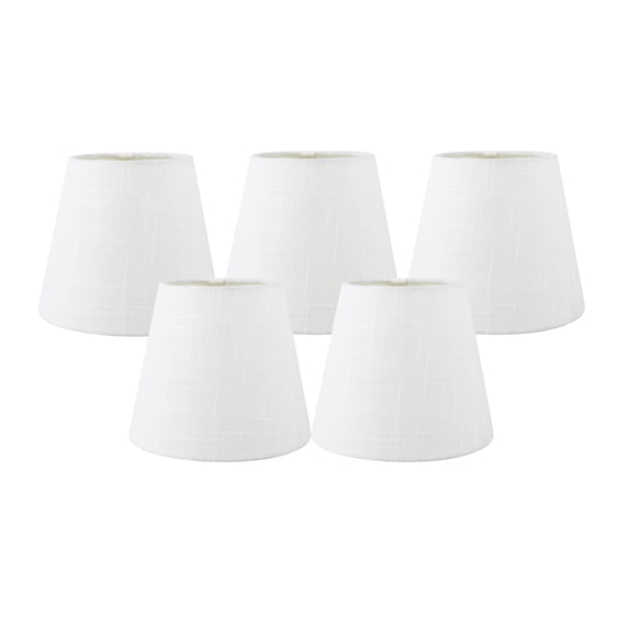Meriville Set of 5 Off White Linen Clip On Chandelier Lamp Shades, 4-inch by 6-inch by 5-inch
