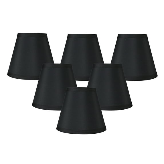Meriville Set of 6 Black Faux Silk Clip On Chandelier Lamp Shades, 3.5-inch by 6-inch by 5-inch