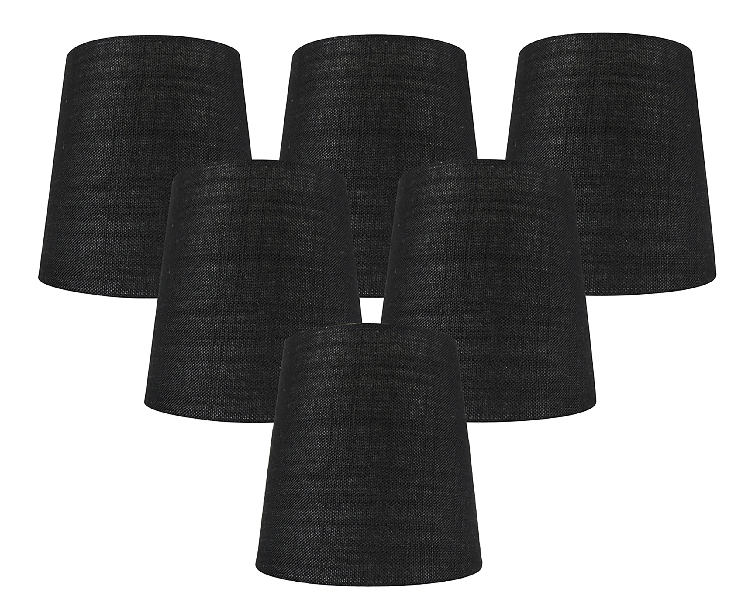 Meriville Set of 6 Black Linen Clip On Chandelier Lamp Shades, 4inch