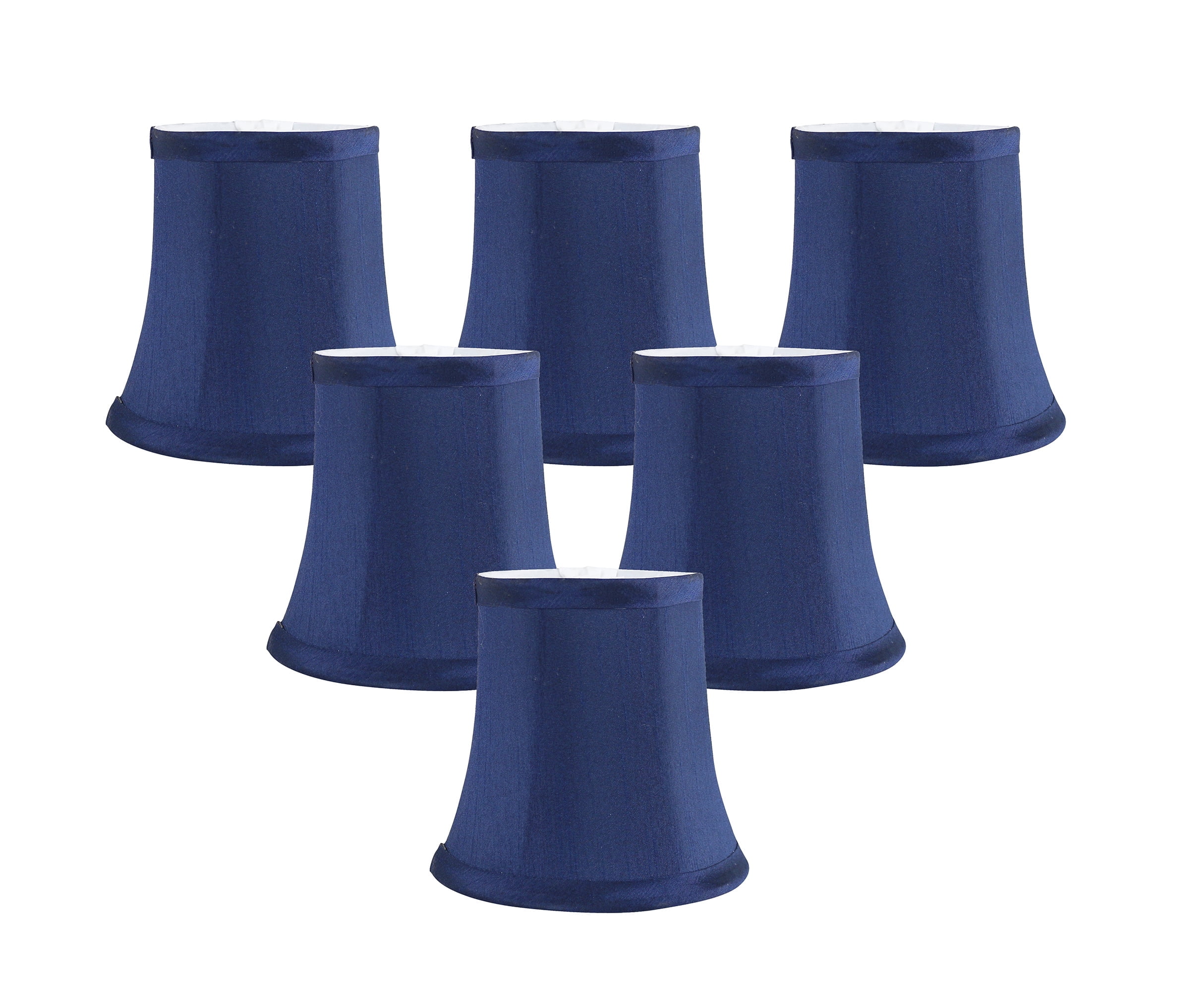 Set of 6 Blue Faux Silk Clip-On Chandelier Lamp Shades