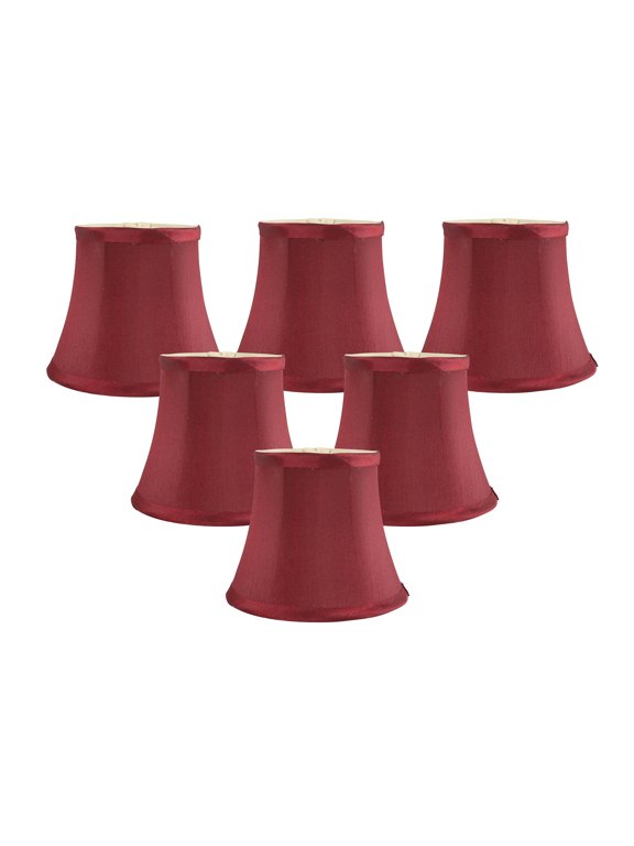Set of 6 Burgundy Faux Silk Clip On Chandelier Lamp Shades, 4-inch by 6-inch by 5-inch