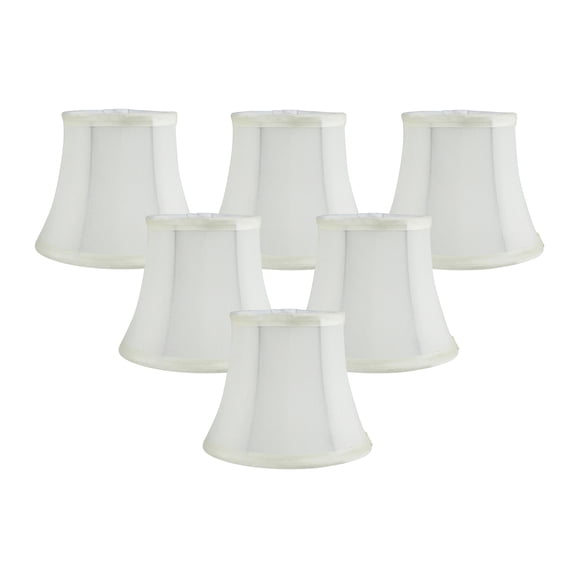Meriville Set of 6 Eggshell Faux Silk Clip On Chandelier Lamp Shades, 4-inch by 6-inch by 5-inch