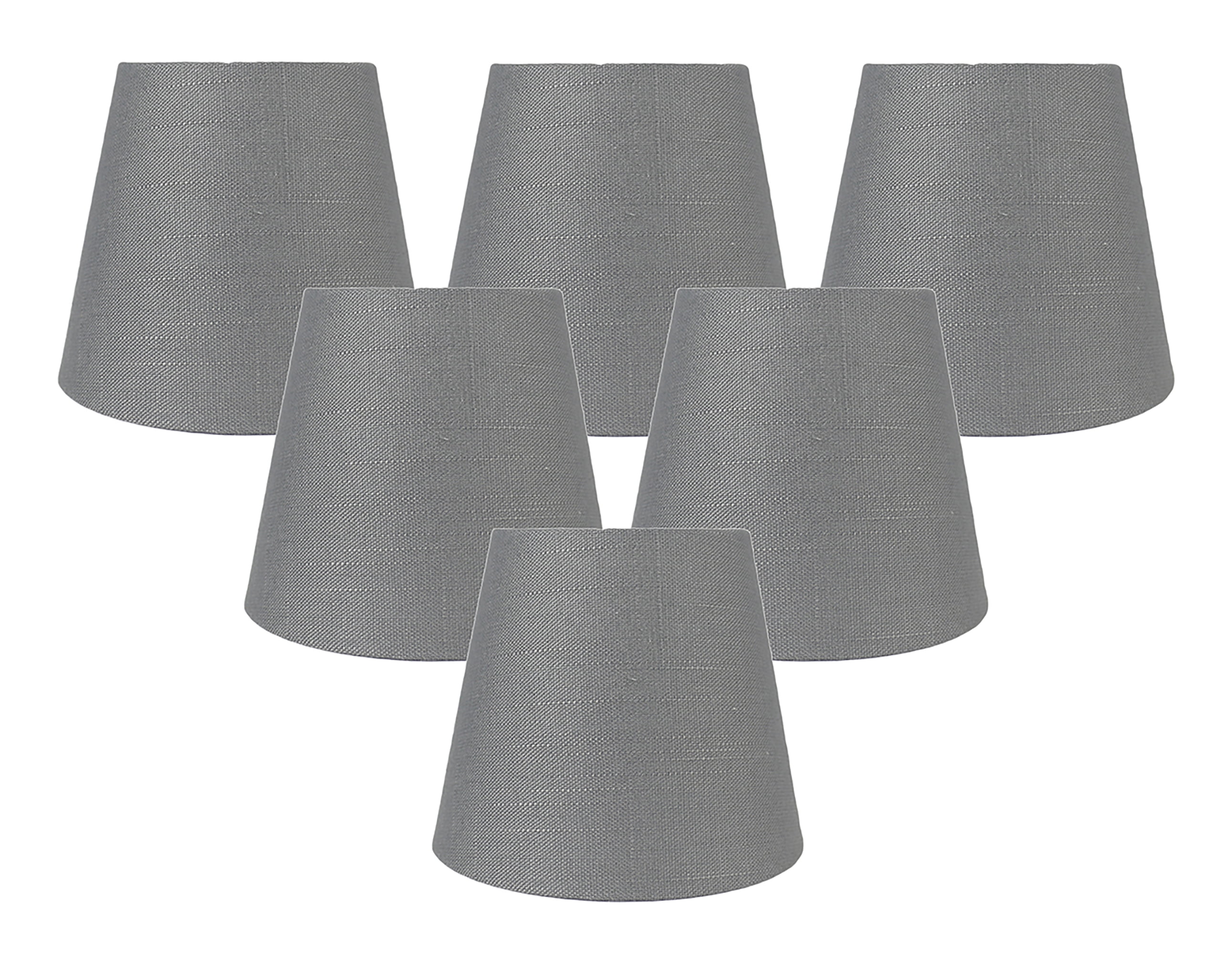 Graphite Linen Clip-On Chandelier Lamp Shades, Set of 6