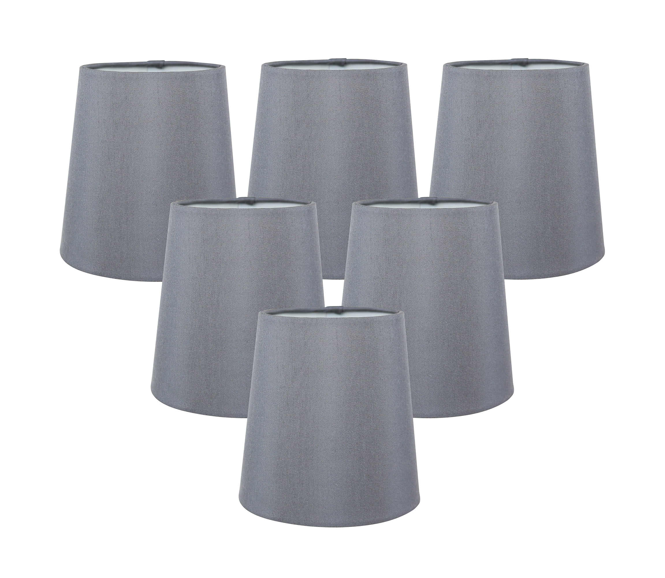Set of 6 Gray Faux Silk Cylindrical Chandelier Lamp Shades