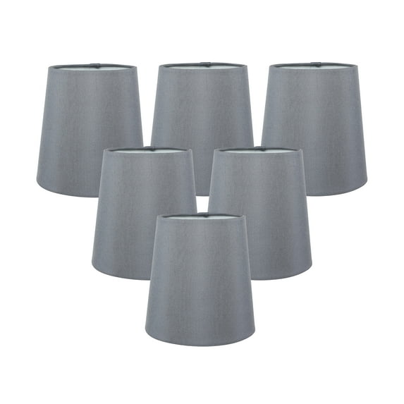Meriville Set of 6 Gray Faux Silk Clip On Chandelier Lamp Shades, 3.5-inch by 4.5-inch by 4.5-inch