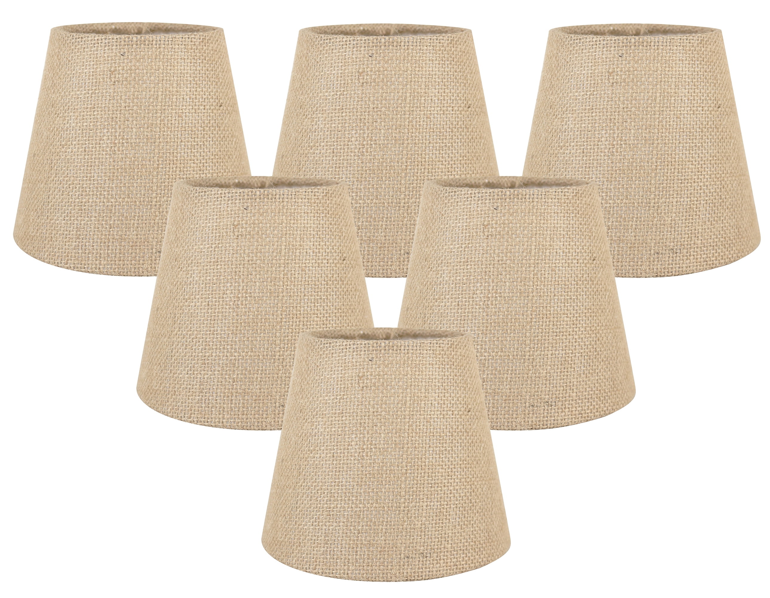 Natural Burlap Clip-On Chandelier Lamp Shades Set of 6