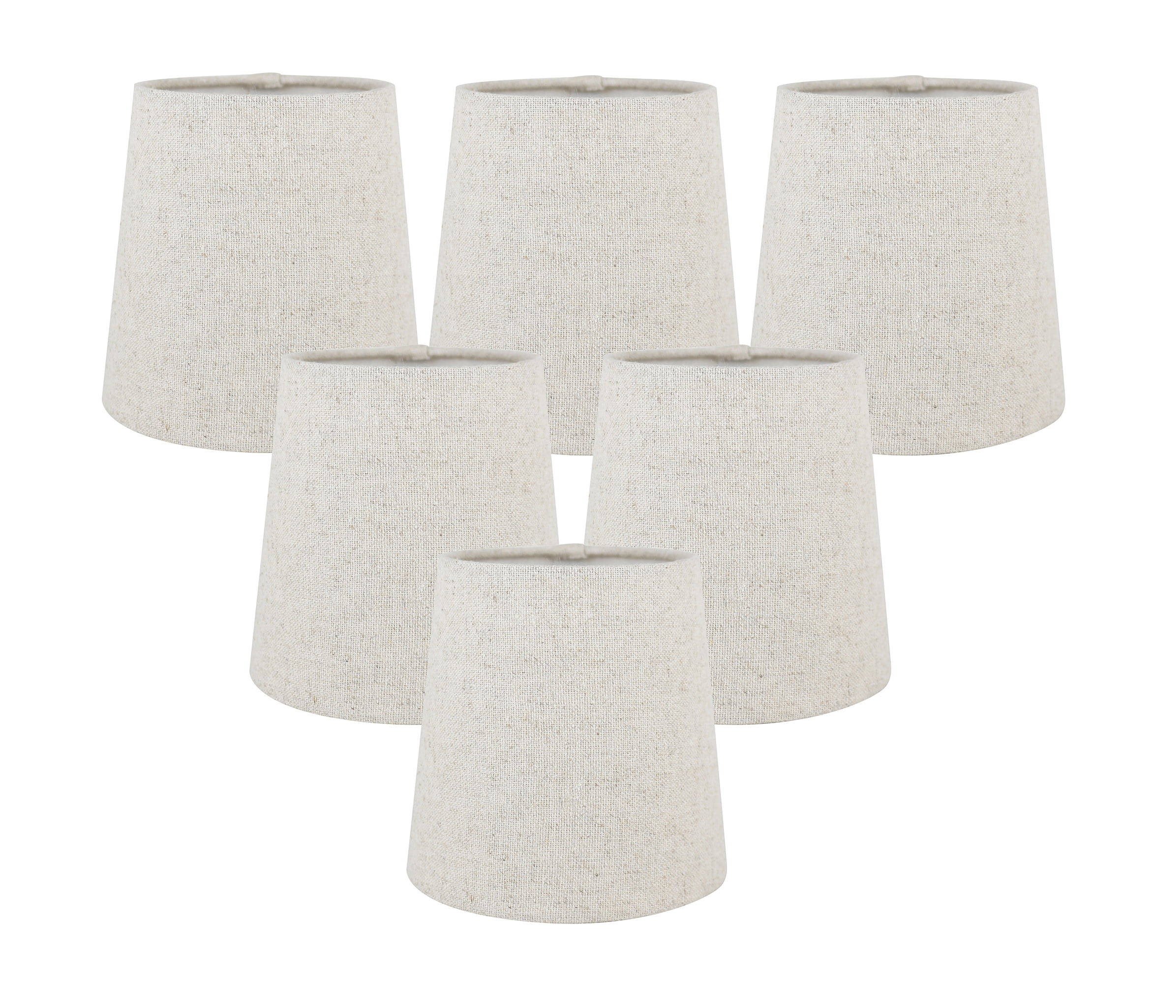 Set of 6 Natural Linen Clip-On Chandelier Lamp Shades