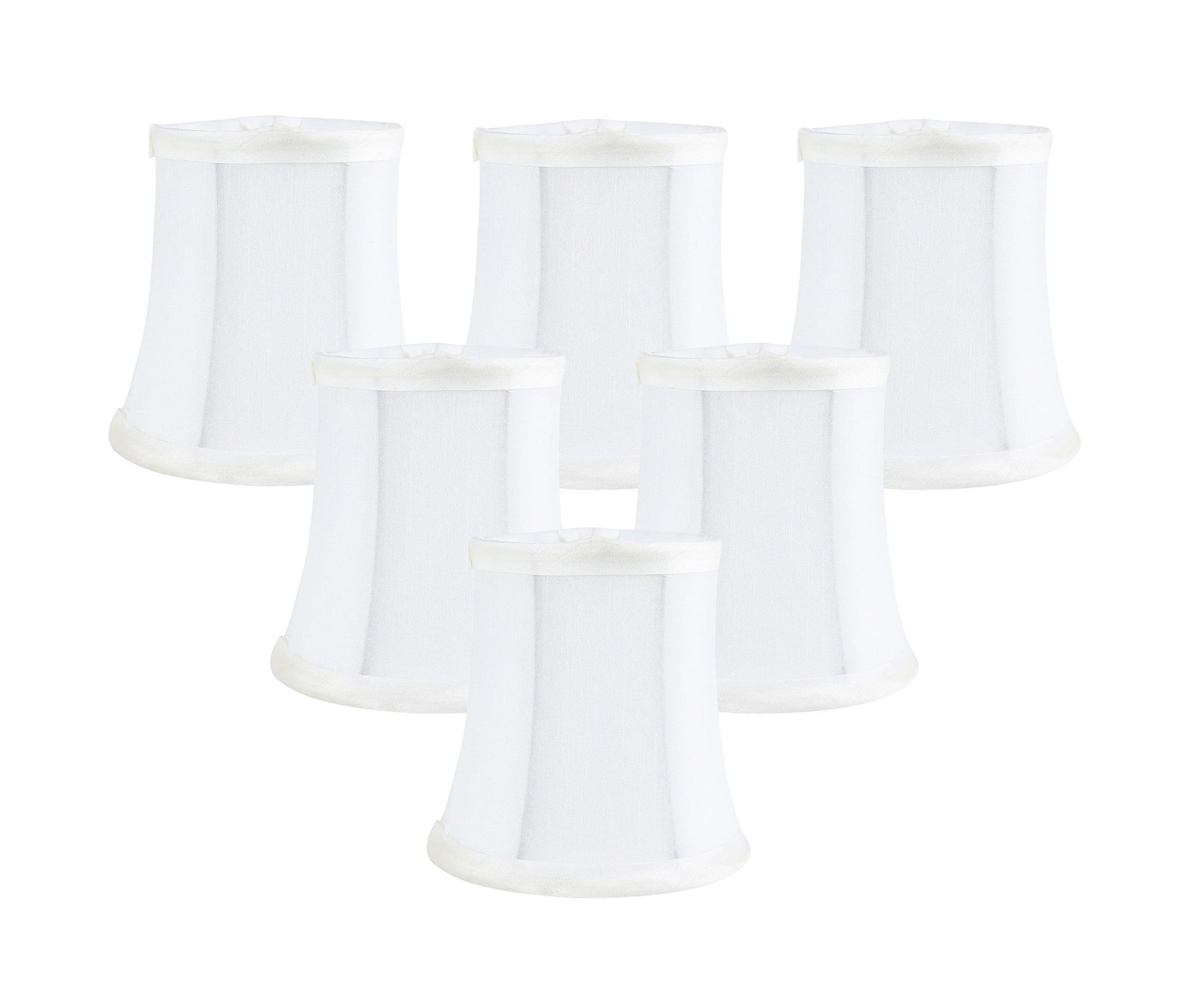 Set of 6 Off-White Faux Silk Bell Chandelier Lamp Shades