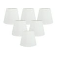 thumbnail image 1 of Meriville Set of 6 Off White Faux Silk Clip On Chandelier Lamp Shades, 4-inch by 6-inch by 5-inch, 1 of 5