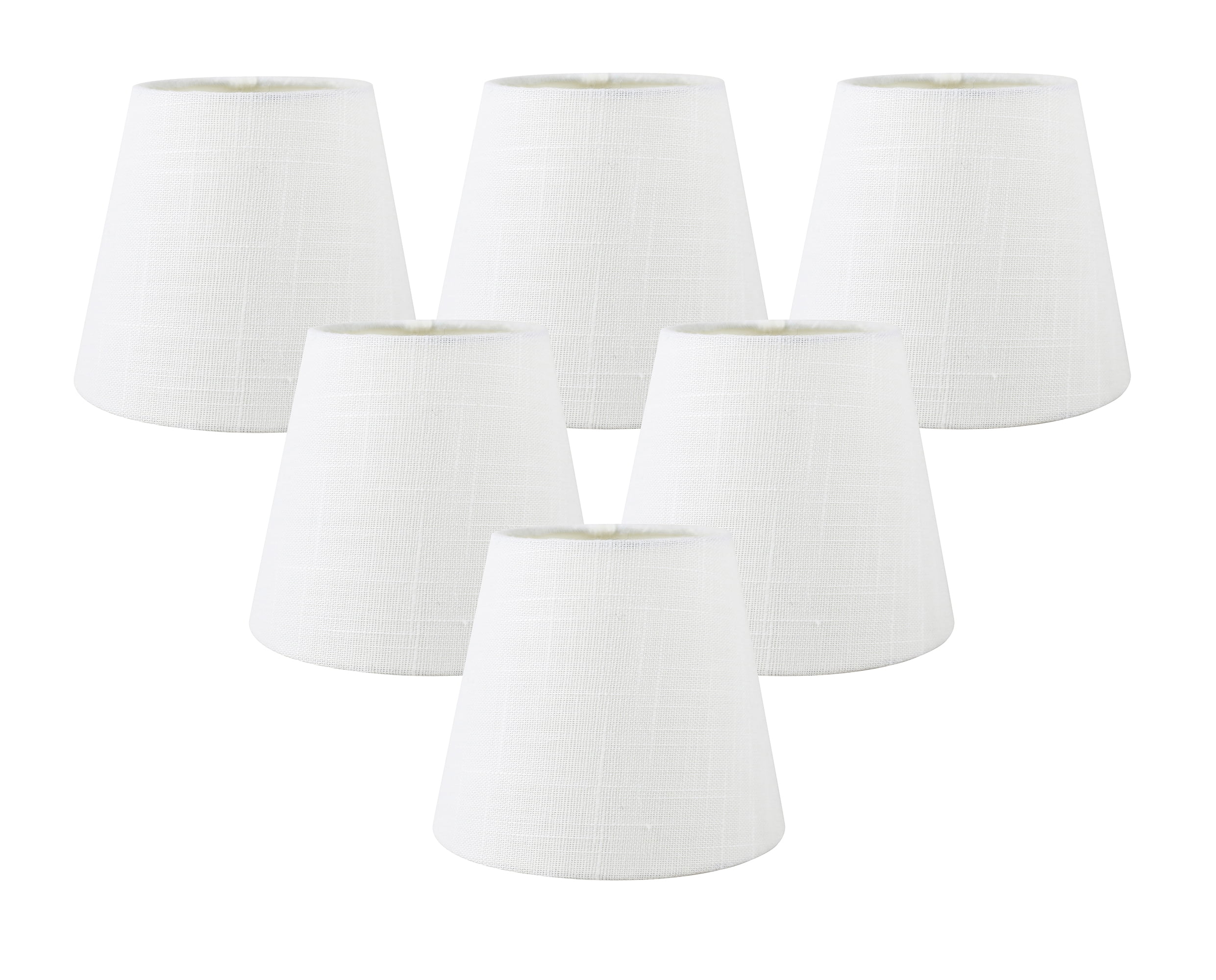 Set of 6 Off-White Linen Clip-On Chandelier Lamp Shades