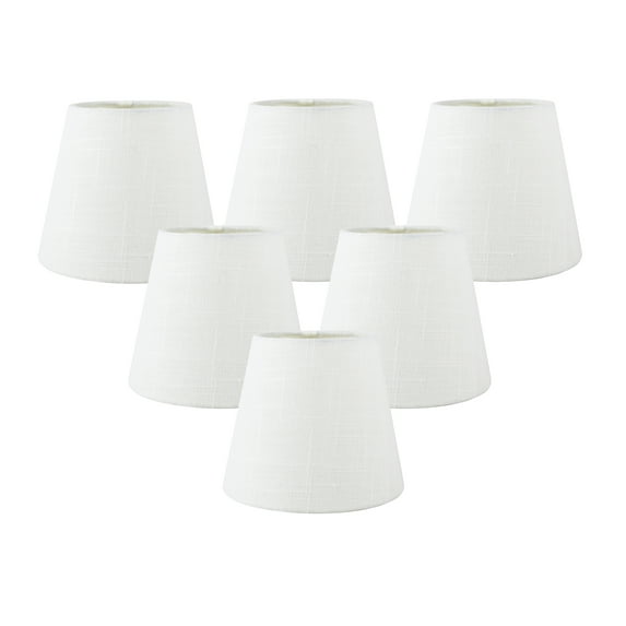 Meriville Set of 6 Off White Linen Clip On Chandelier Lamp Shades, 4-inch by 6-inch by 5-inch