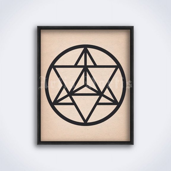 Merkaba Ring Mystical Symbol Poster, Sacred Geometry Spiritual Art