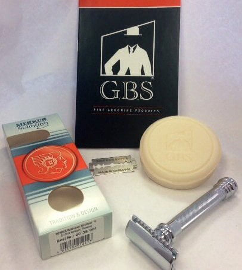 Merkur 38c ( Barber Pole 38001 Long Handle Hd Razor ) Comes with Gbs 97% Natural Shave Soap