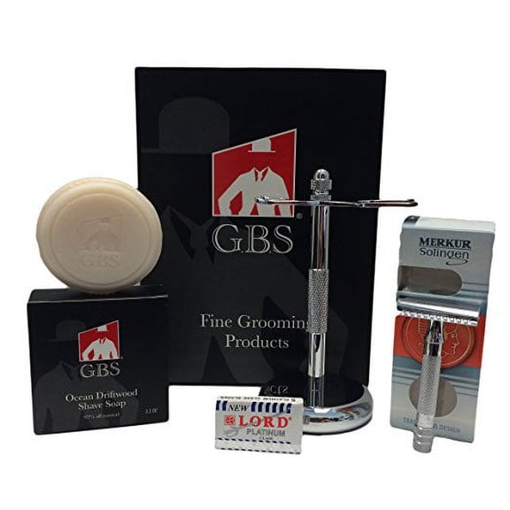 Merkur Safety Razor Short Handle 33c (33001) with Gbs Ocean Driftwood Shave S...