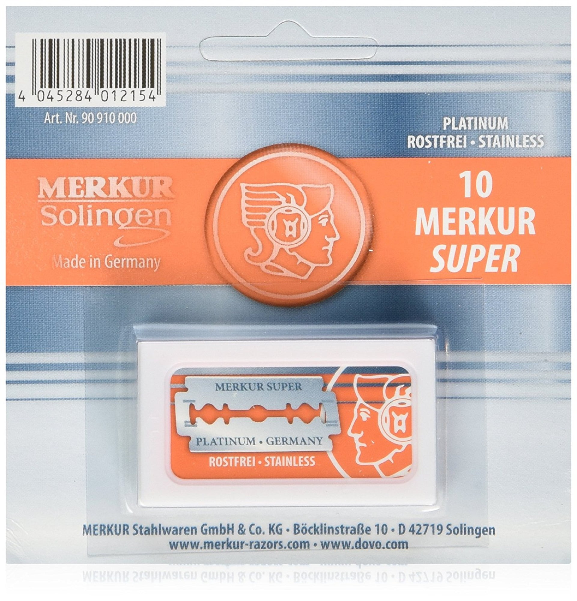 Merkur Super Platinum Coated Double Edge Razor Blades-10 Blade Pack