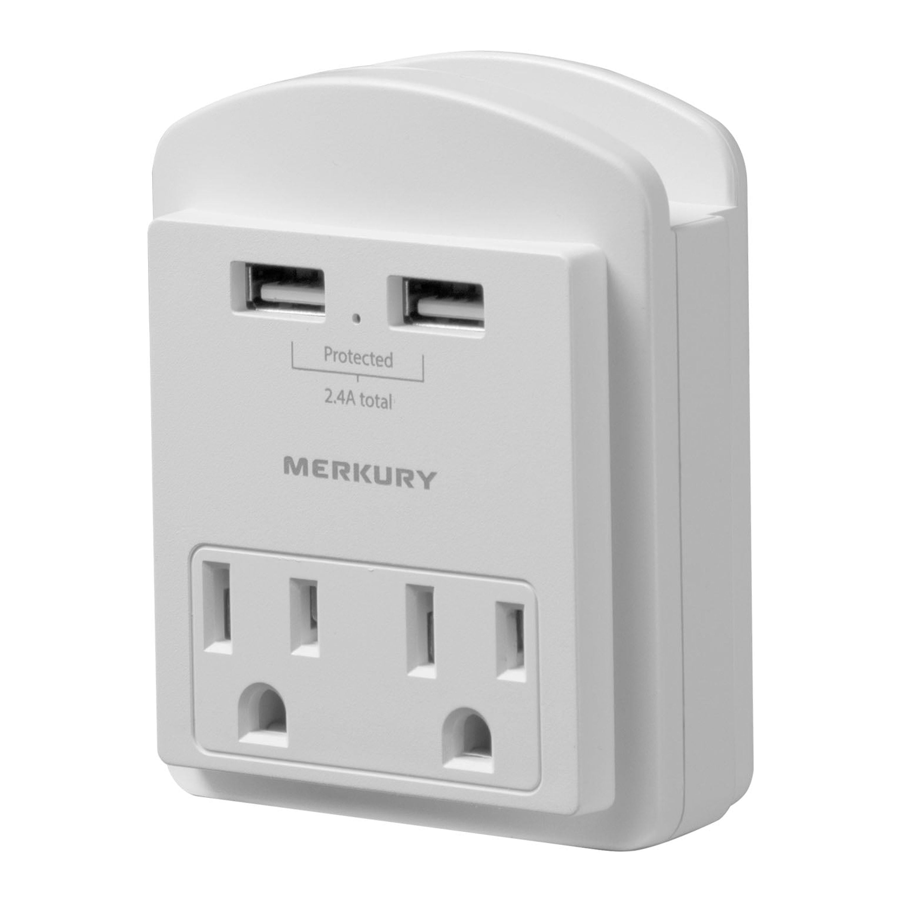 Merkury Innovations 2.4A USB Wall Charger 2-Outlet Extender with 2