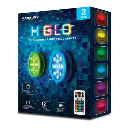 Merkury Innovations 2 Pack RGB Submersible Puck Lights with 21 Key Remote Control - Waterproof Pool Lights