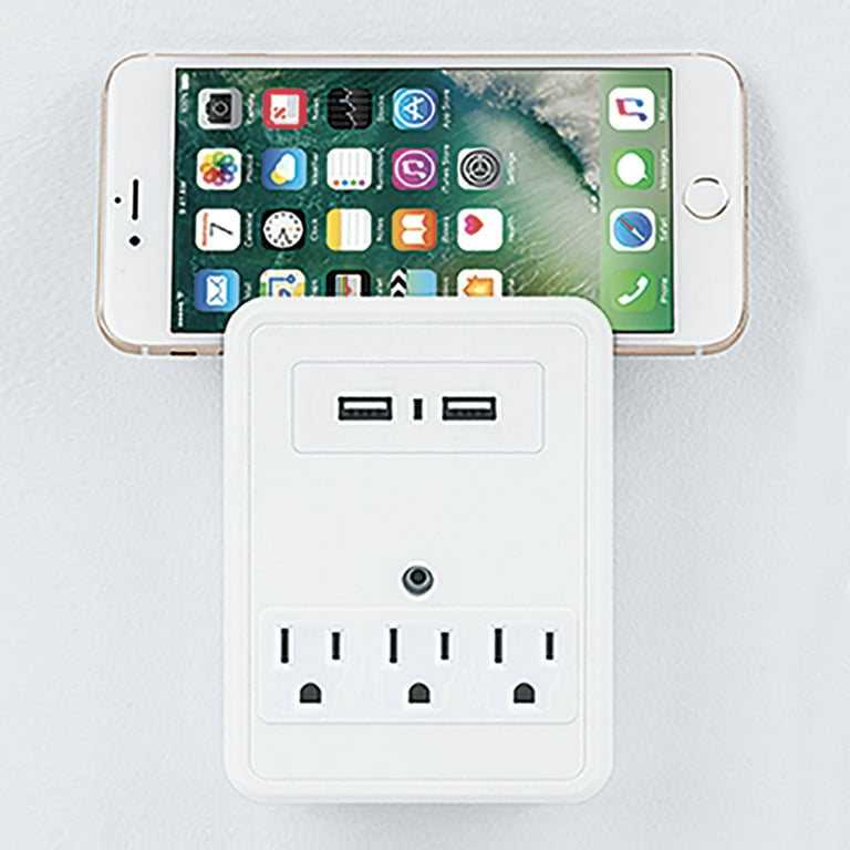 Merkury Innovations 3.1 Amp USB Wall Charger 3-Outlet Extender