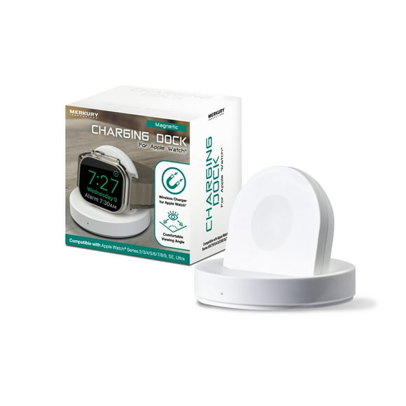 Merkury Innovations Apple Watch Charging Dock for Series 2-10, SE, Ultra (White)
