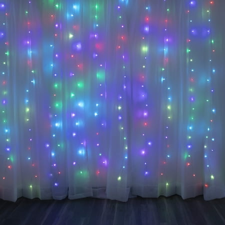Merkury Innovations Color Changing Cascading Curtain Lights with Music Sync for Outdoor and Indoor Use - USB Powered