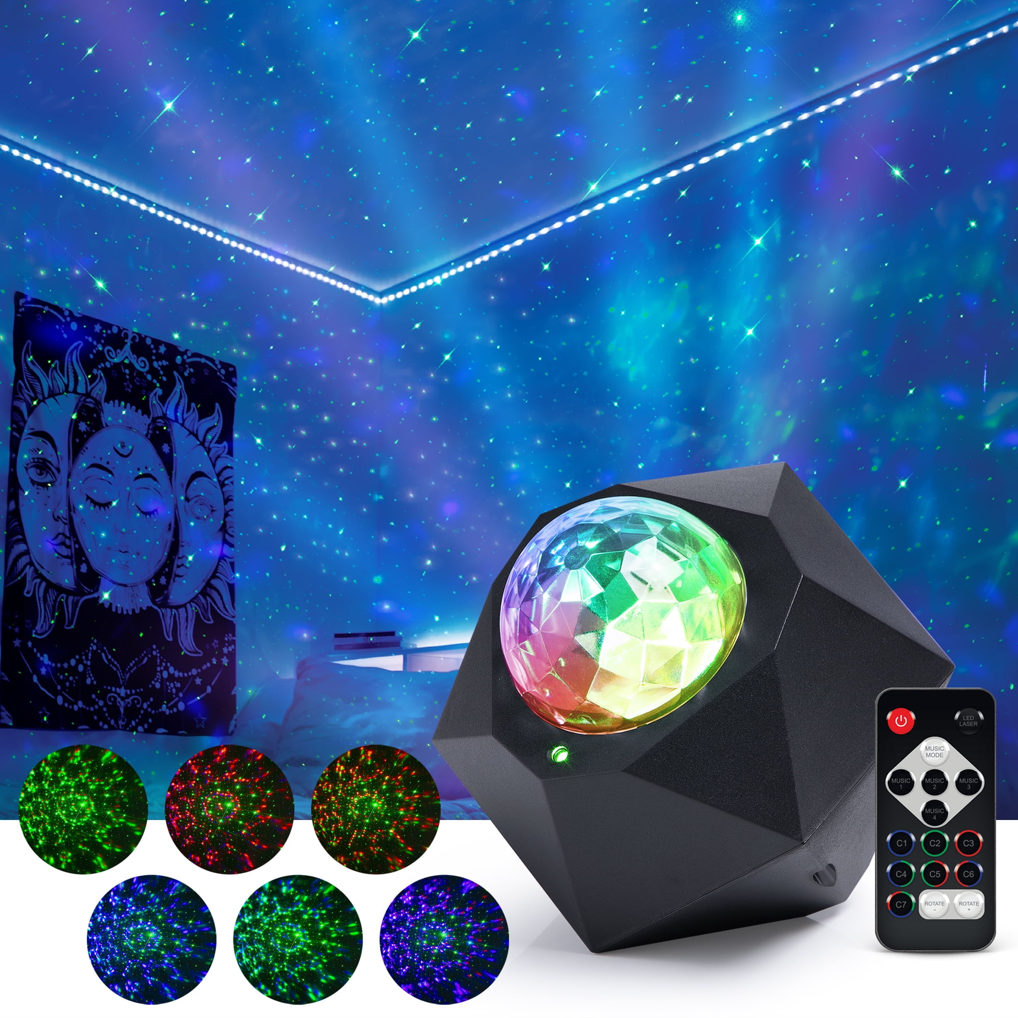 Merkury Innovations Galaxy Light Projector with LED Laser Projection  Quality, Multicolor