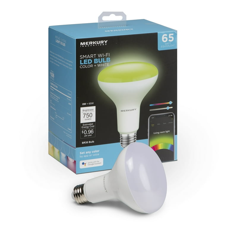 Merkury Innovations Indoor BR30 Smart Multicolor LED Bulb 65W Dimmable WiFi Walmart