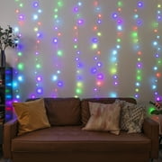Merkury Innovations 200-Count Multicolor Cascading Curtain String Lights, USB-Powered, 7 ft x 6.2 ft, with Remote, Indoor Use