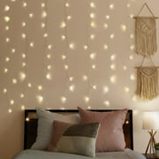 Merkury Innovations 200-Count Warm White LED Curtain String Lights with Remote, USB-Powered, Indoor Use, 7 ft x 6.2 ft,
