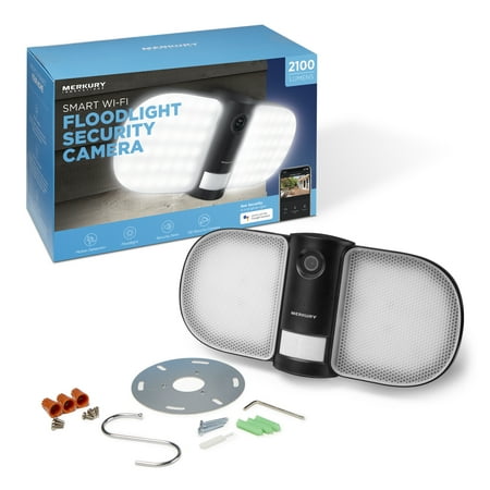 Merkury Innovations Smart Floodlight 1080p Camera, Requires 2.4 Ghz Wifi