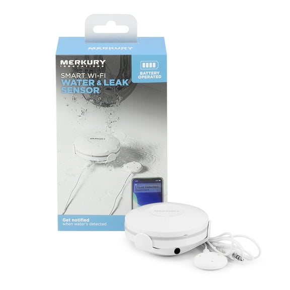 Merkury Innovations Smart Water & Flood Sensor, Requires 2.4 GHz Wi-Fi