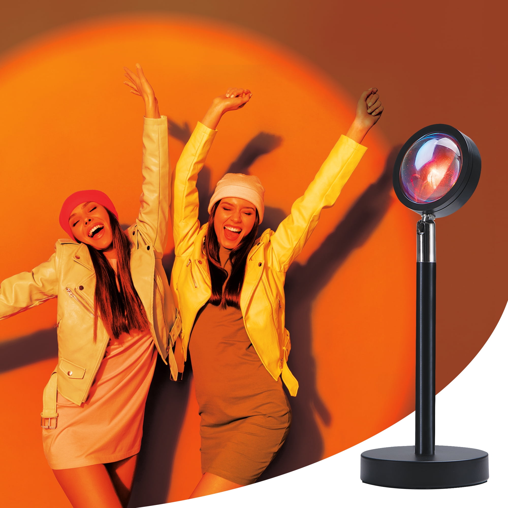 【4個】EXPLORE ワイヤレスLEDライト 400mm 3000K 電球色 Merkury Innovations Sunset Lamp LED Projector with Remote