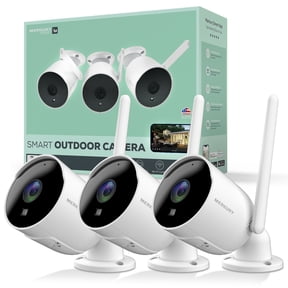 Merkury Innovations Full HD Smart Outdoor Security Camera, 3 Pack