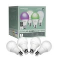 Merkury Smart WiFi 60W Color Tunable Bulb, 4 Pack 800 Lumens A19 E26
