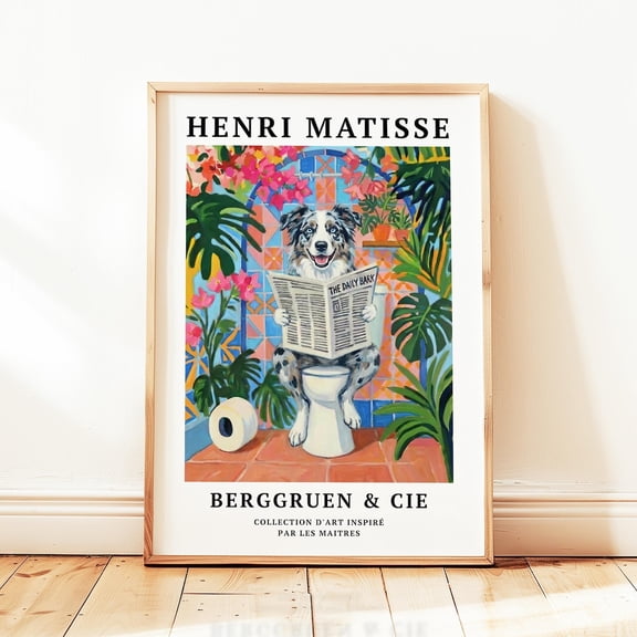 Merle Border Collie Bathroom Dog Wall Art Home Decor