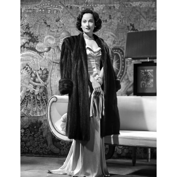 Merle Oberon wearing Coat and Dress Photo Print (24 x 30)