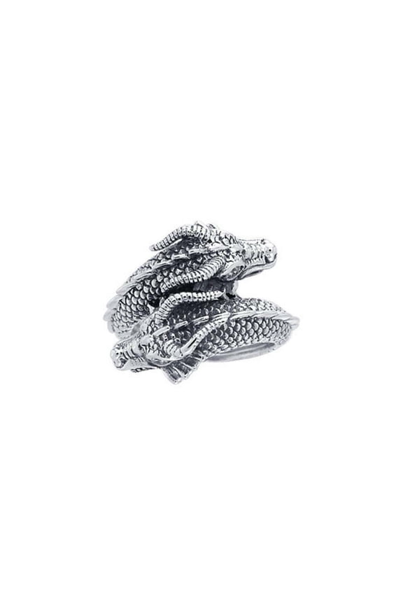 Merlin's Twin Dragon 925 Sterling Silver Ring Fine Fantasy Creative Jewelry