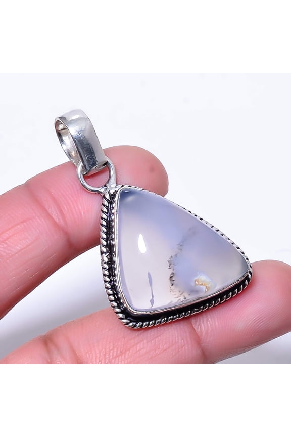 Merlinite Dendritic Opal -Brazil 925 Sterling Silver Pendant 1.95" P2852