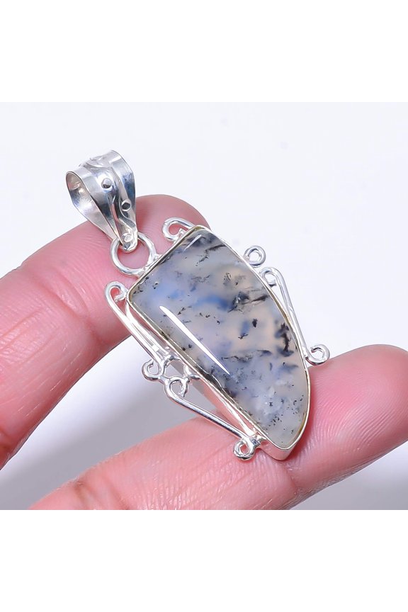 Merlinite Dendritic Opal -Brazil 925 Sterling Silver Pendant 1.95" P2853