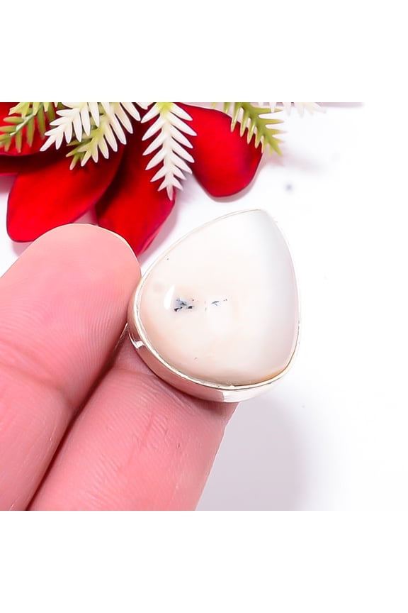 Merlinite Dendritic Opal -Brazil Gemstone 925 Sterling Silver Ring S.10 R16