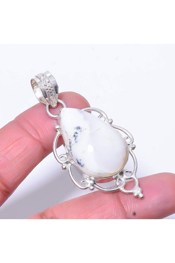Merlinite Dendritic Opal -Brazil Handmade 925 Sterling Silver Pendant 2.15" P26