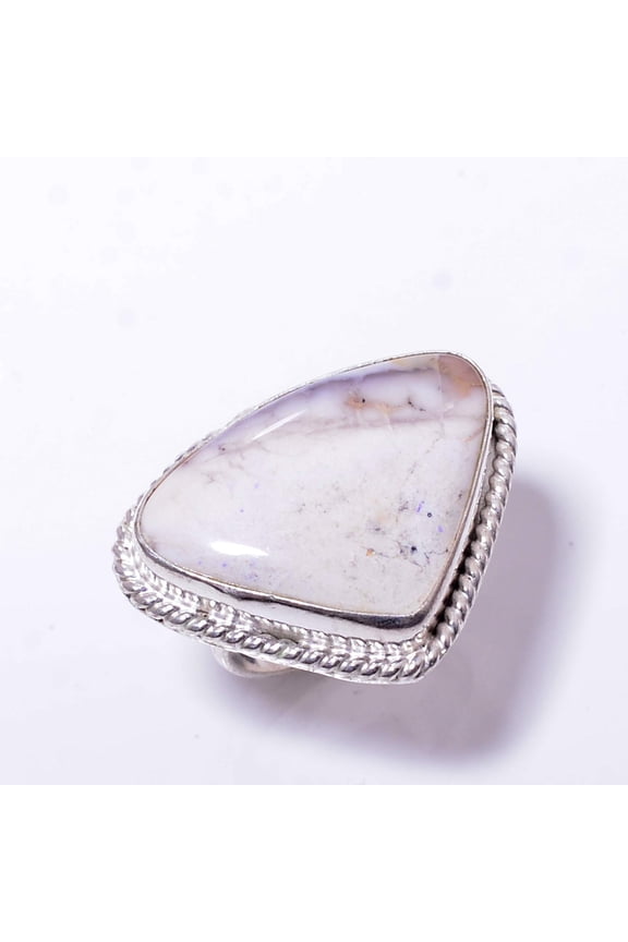 Merlinite Dendritic Opal -Brazil Handmade 925 Sterling Silver Ring S.8 R39