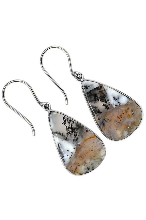 Merlinite Dendritic Opal - Turkey 925 Silver Plated Earrings Jewelry WE58-10004