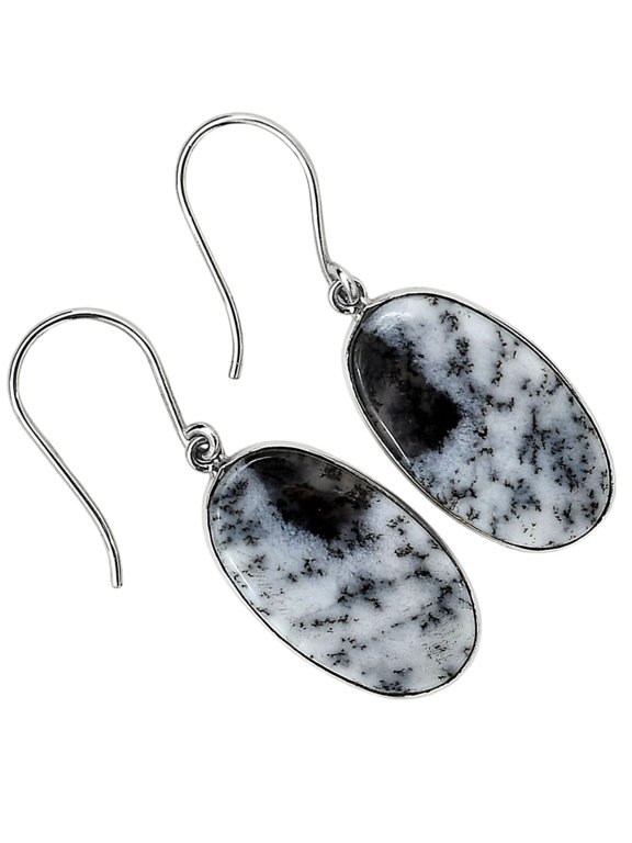 Merlinite Dendritic Opal - Turkey 925 Silver Plated Earrings Jewelry WE58-10006