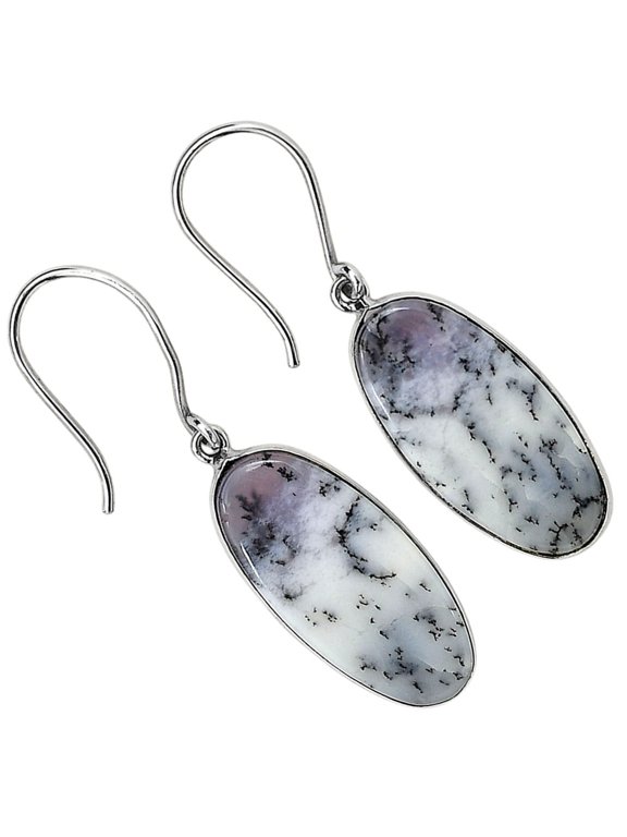 Merlinite Dendritic Opal - Turkey 925 Silver Plated Earrings Jewelry WE58-10012
