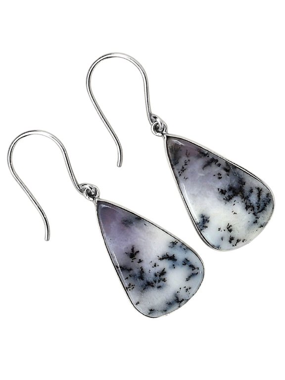 Merlinite Dendritic Opal - Turkey 925 Silver Plated Earrings Jewelry WE58-10015